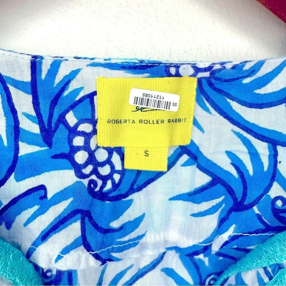 Roberta Roller Rabbit Embroidered Blue White Swim Beach Coverup Size Small